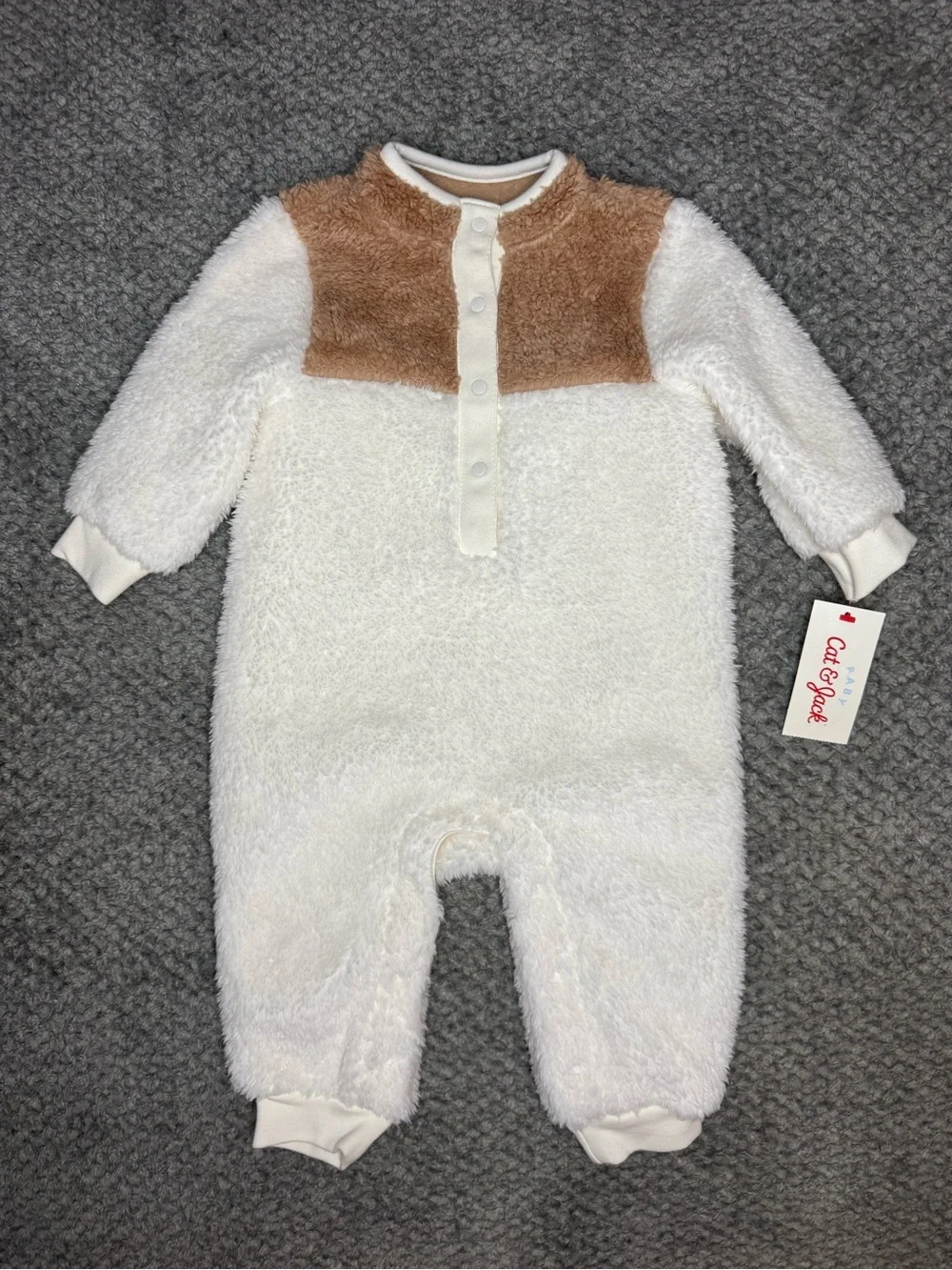 Cat & Jack Unisex Baby’s Fleece Winter Snowflake One Piece Outfit - White 6-9M